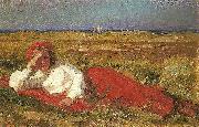 Laurits Tuxen liggende kvinde i klitteene oil painting artist
